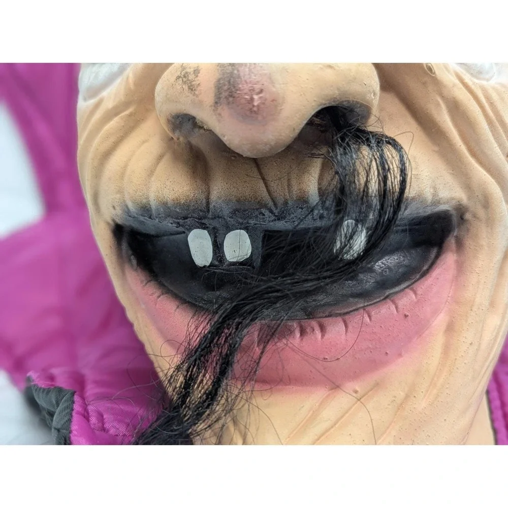 VTG Easter Unlimited Halloween Rubber Mask Dracula Vampire Pink Collar Nose Hair
